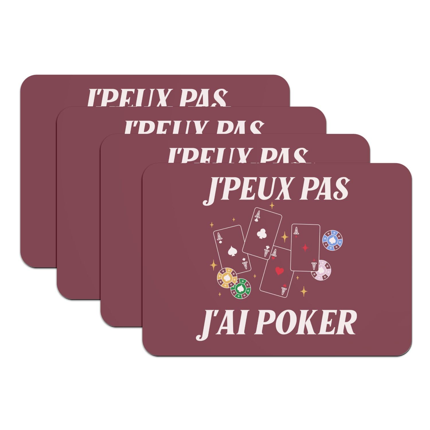 Sets de table poker dessous caoutchouc rouge tapis de jeu de cartes
