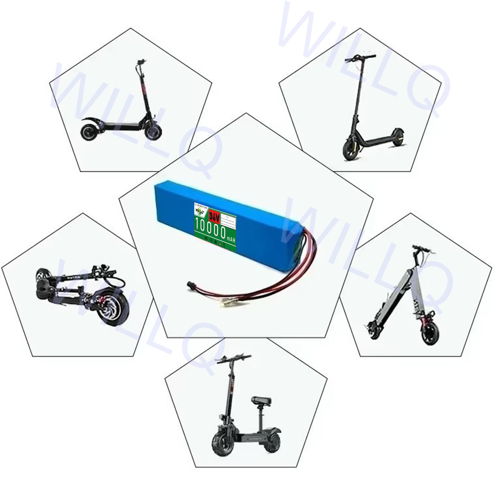 Batterie au Lithium 36 V 10 Ah (10 000 mAh) pour Trottinette électrique | Batteries remplacement gaine PVC avec BMS pour kit moteur de vélo pliant – Divers connecteurs