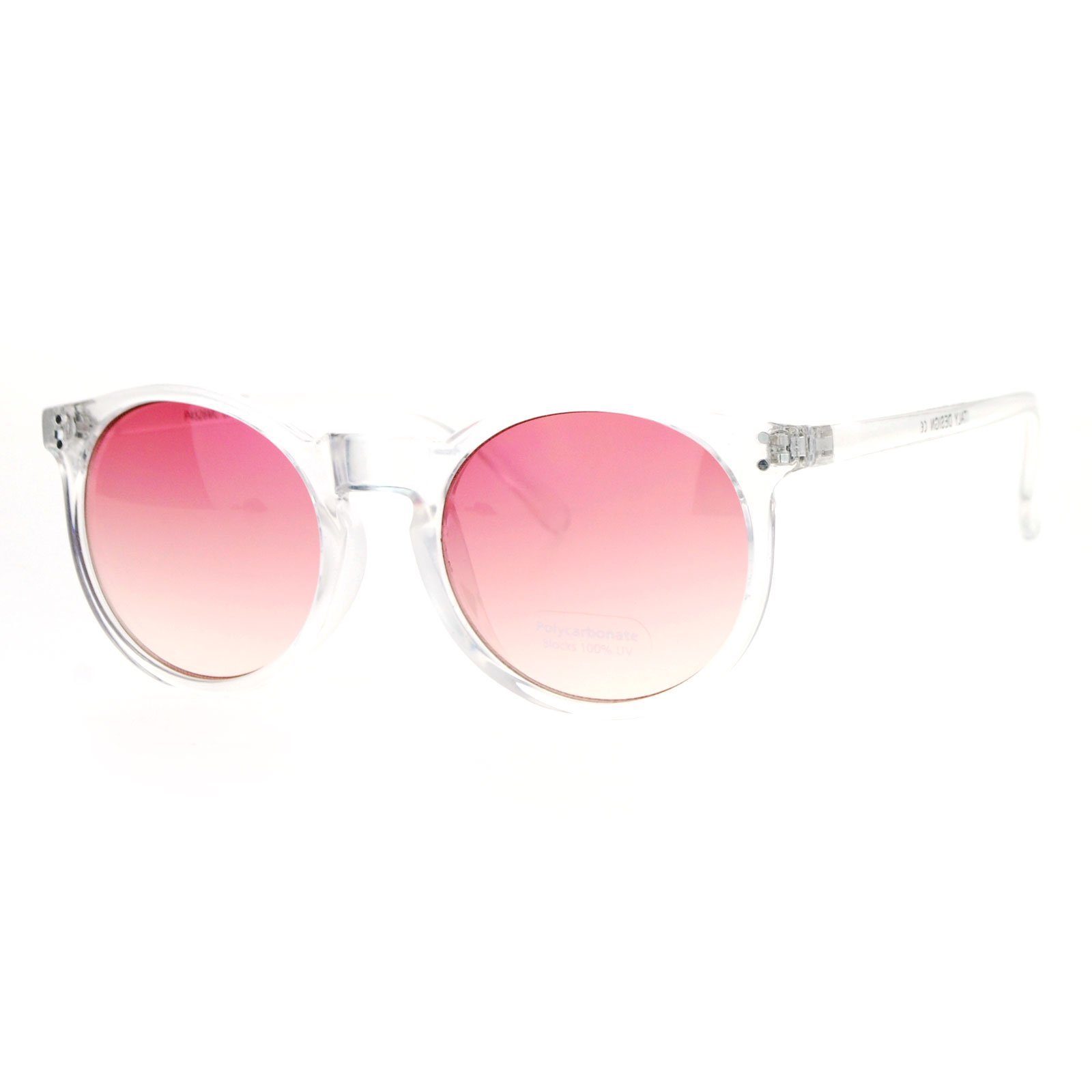 PASTL Clear Frame Sunglasses Round Keyhole Retro Fashion Color Gradient Lens