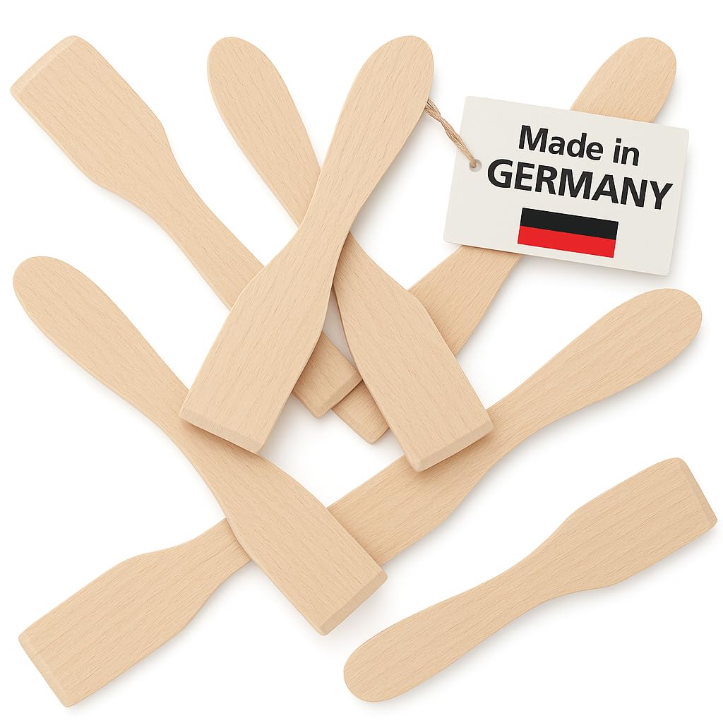 Raclette Scraper Made of Beech Wood - Set of 8 Raclette Spatulas & Sliders, Solid & Durable, Heat Resistant, Pans Gentle Sustainable Wood, Made in Germany