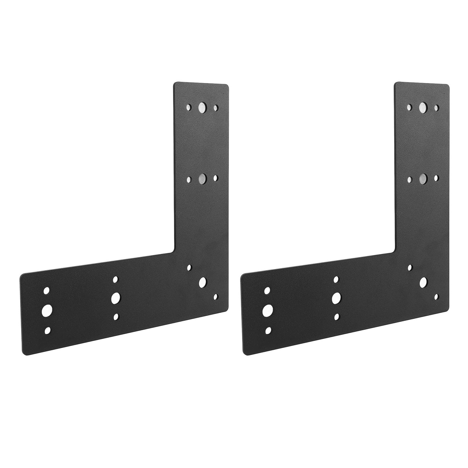 Flache Halterungs-Patchplatte, 2 Stück, Schwarze L-Halterungen (für Holz), Edelstahlzwickel (flache Metallplatten Für Regale), Robuste Rechtwinklige Halterungen