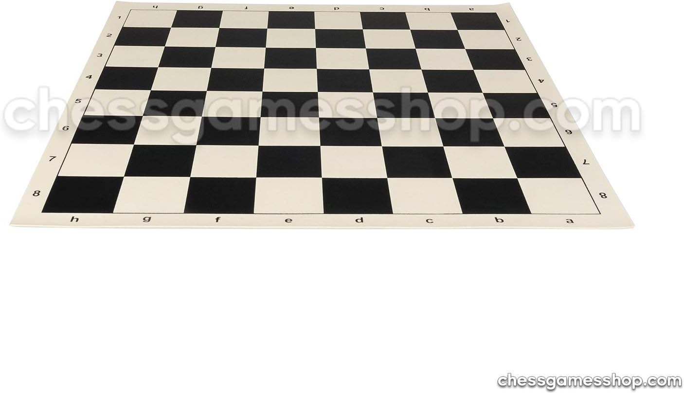 Roman Chess Set - Vinyl Chess Board Black/White- Size 17,3" + Roman Chess Pieces 3,75" Black/Gold