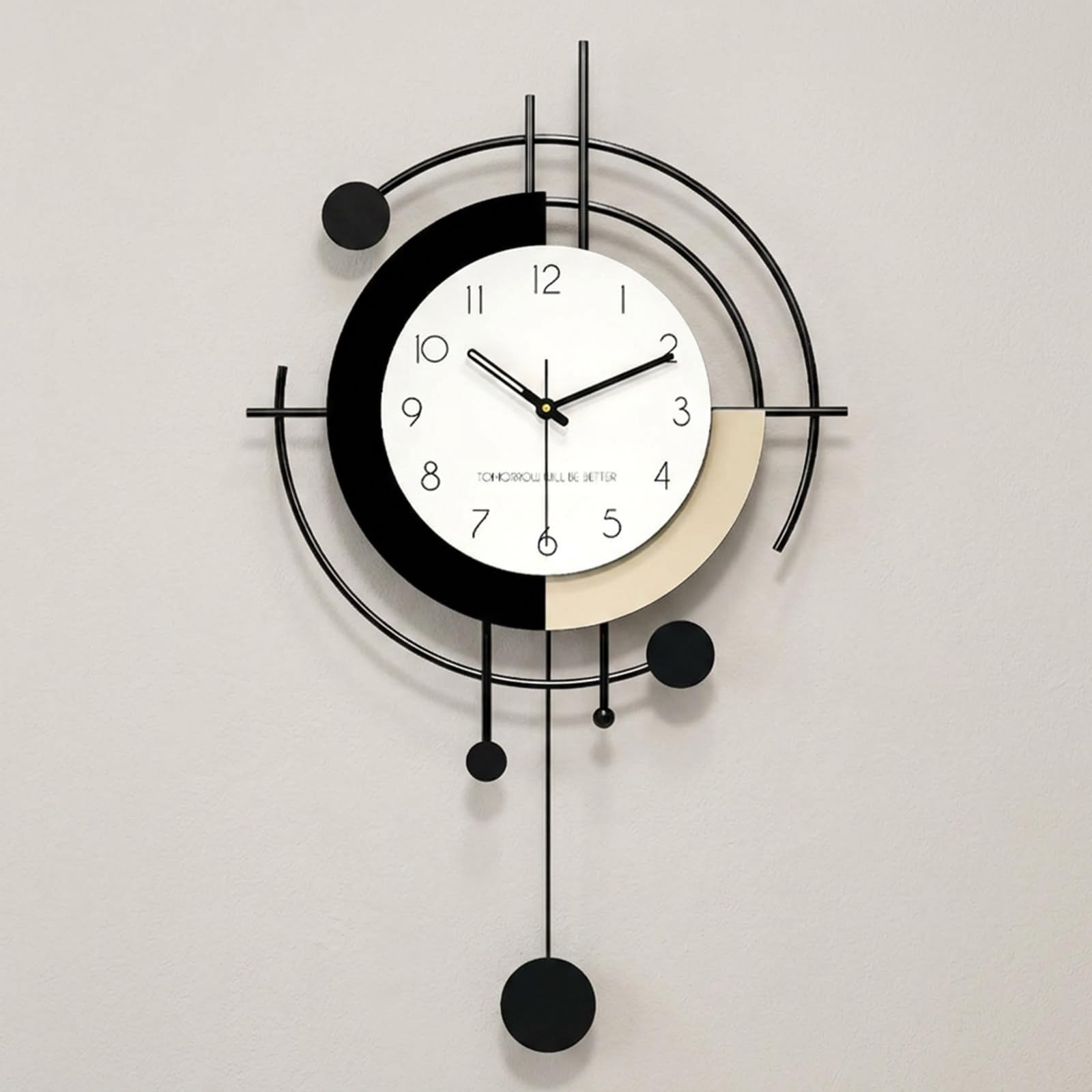 Modern Wall Clock, Decorative Pendulum Clock with Silent Quartz Movement