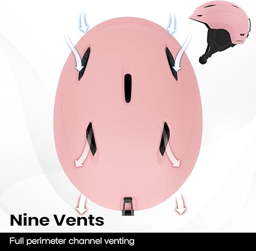 Miniatura 4 de DBIO Casco de snowboard, casco de esquí para adultos, con 9 rejillas de ventilación, carcasa de ABS y espuma EPS, cascos de nieve para hombres y