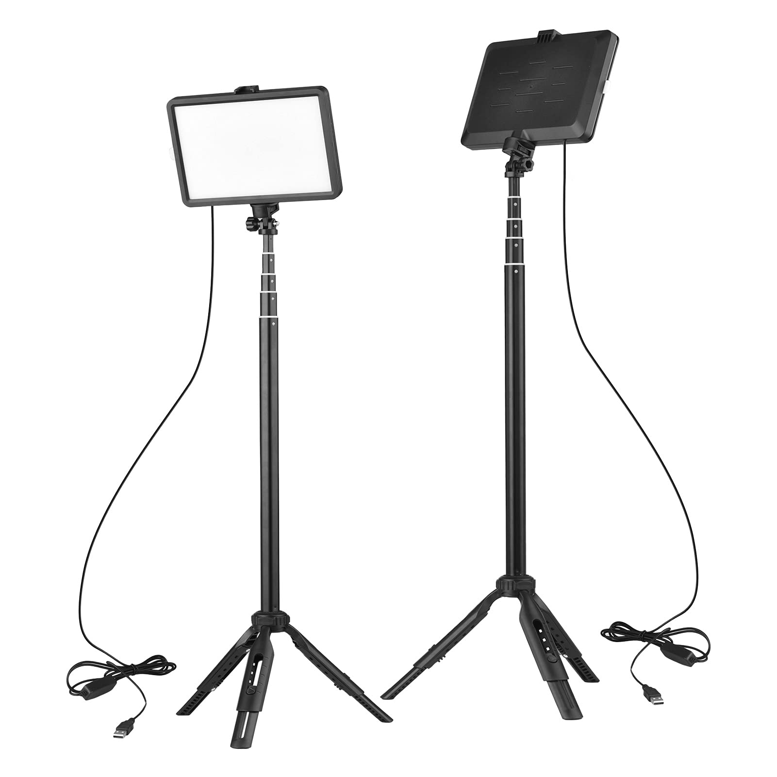 luce video led,HUIOP Kit luce video LED USB Illuminazione per videoconferenza con 2 * Luce di riempimento LED 3200K-5600K dimmerabile + 2 * Treppiede estensibile + 16 * Filtri colorati per streaming l