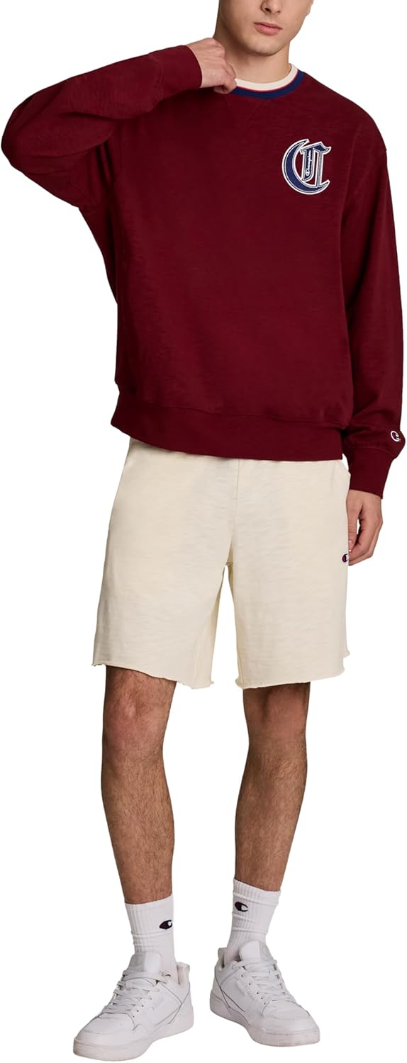 Champion Men's Modern Retro 100% Washed Cotton Crewneck Sweatshirt, Standard Fit