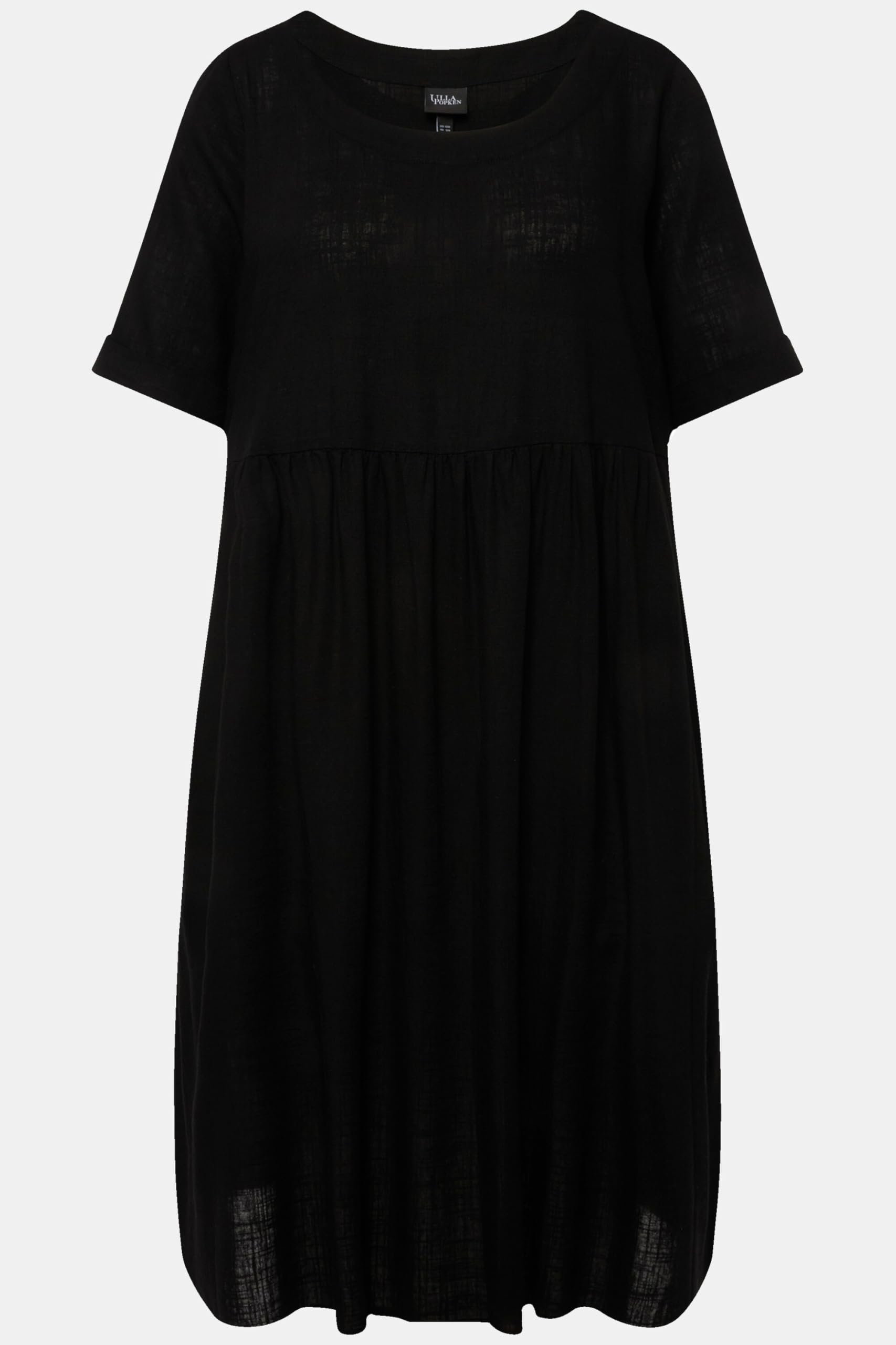 Ulla Popken Damen große Größen Übergrößen Plus Size Kleid, Leinenmix, A-Linie, Rundhals, Halbarm 829837