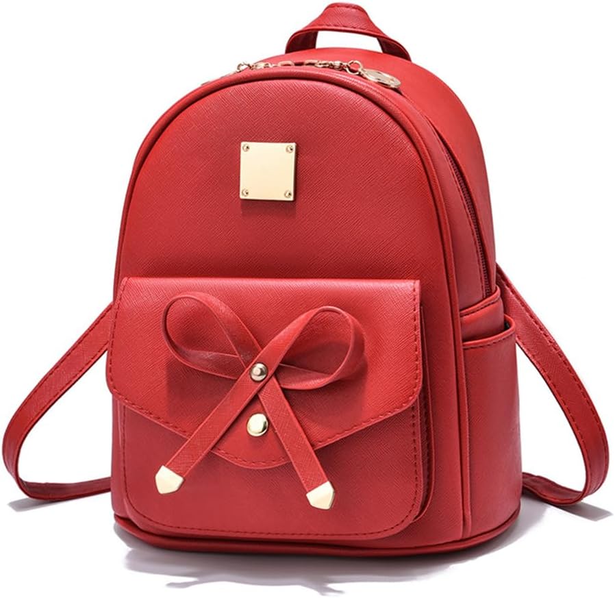 [AMVIKS] ファッションバックパックミニデイパック女性のためのかわいい蝶ネクタイショルダー財布 Pu レザーレジャーリュックサ