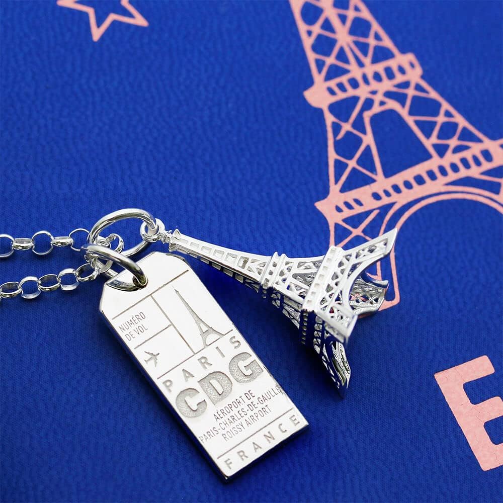 Jet Set Candy Sterling Silver Paris CDG Luggage Tag Travel Charm - Image 3