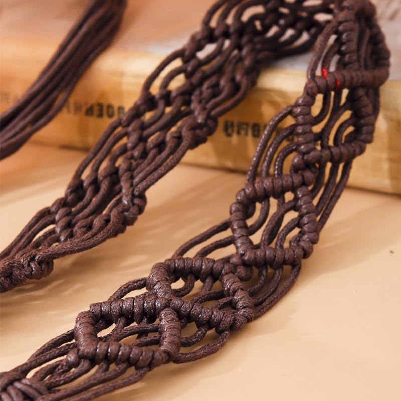 Brown Woven Belt with Ring Clasp Boho Beaded Braided Belt for Women Long Tassel Waist Belts Bohemian Rope Tie Belts for Dress2