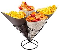 Vista 1 de Restaurantware Exhibición de cono de comida de 3.5 x 6.8 pulgadas, 1 soporte para cono, 4 ranuras en espiral, soporte de cono de helado de hierro