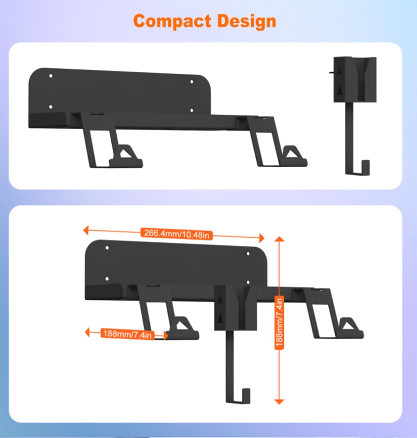 Wall Bracket for PS5 PlayStation 5 (Disc and Digital Edition) with Controller Holder & Headphone Hanger, PS5 Slim Wall Mount Kit with Vent PS5 Slim Accessories (Black)