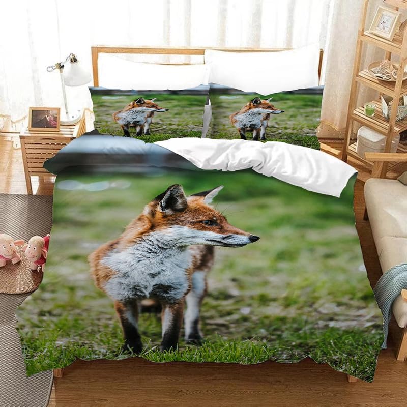 Parure de lit 220x240 loup en microfibre 110g/㎡ ultra douce pour un sommeil réparateur