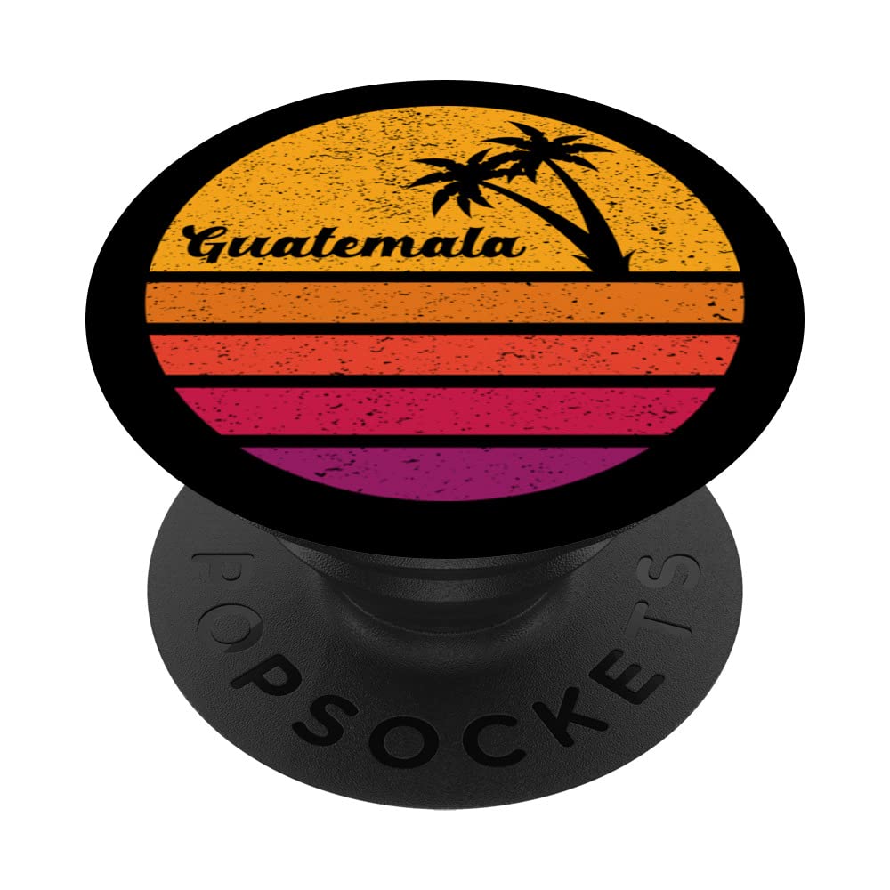 Guatemala Retro Style 70s 80s Vintage Palm Tree Sunset Popsockets