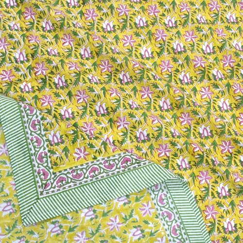 Image of TOAI Hand Block Printed Bedsheet | Bed Spread Flatsheet Bed Sheet | Pure Cotton | King Size 108 inchx108 inch | 300 TC Long Staple Cotton | 2 Reversible Pillow Covers |Pink Floral Pond