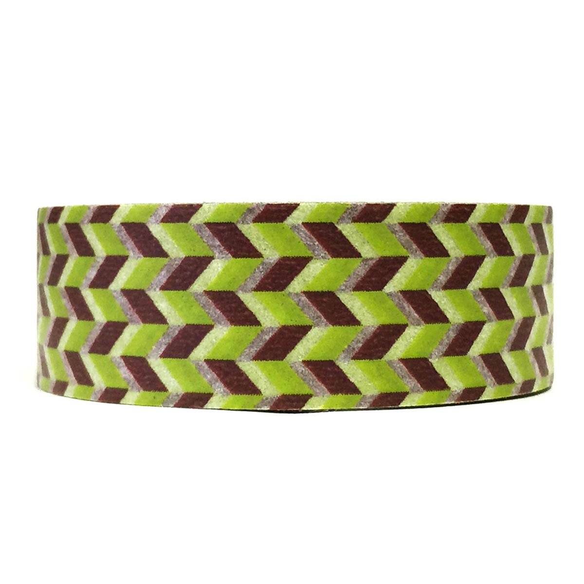 Wrapables Colorful Patterns Washi Masking Tape, Lime and Brown Chevron