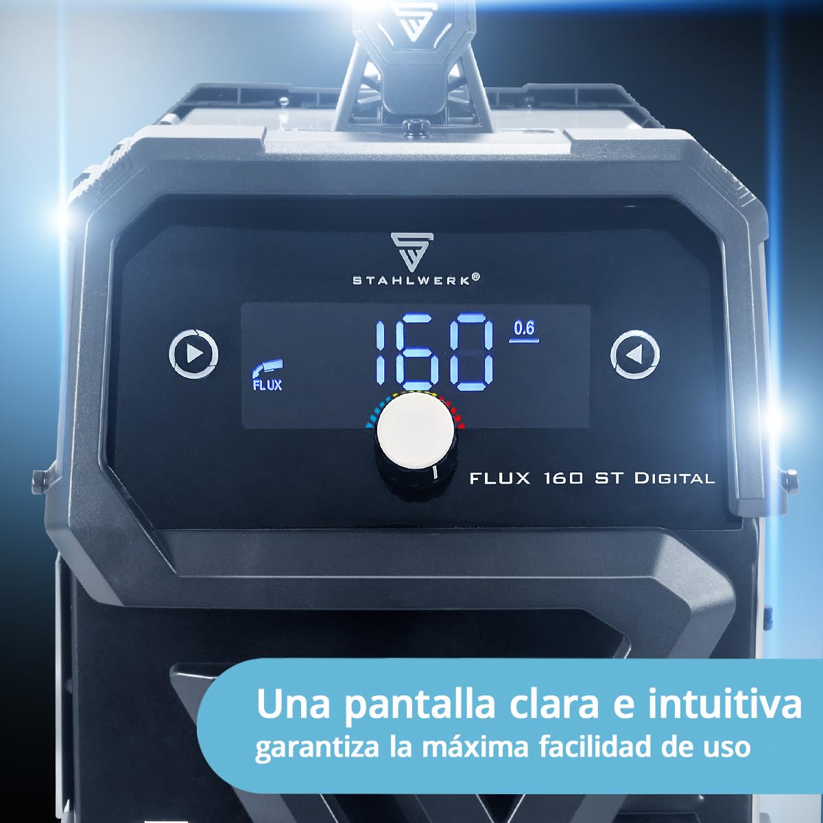 STAHLWERK Soldadora FLUX 160 ST Digital – combinada 3 en 1 con 160 A | Equipo completo con carro