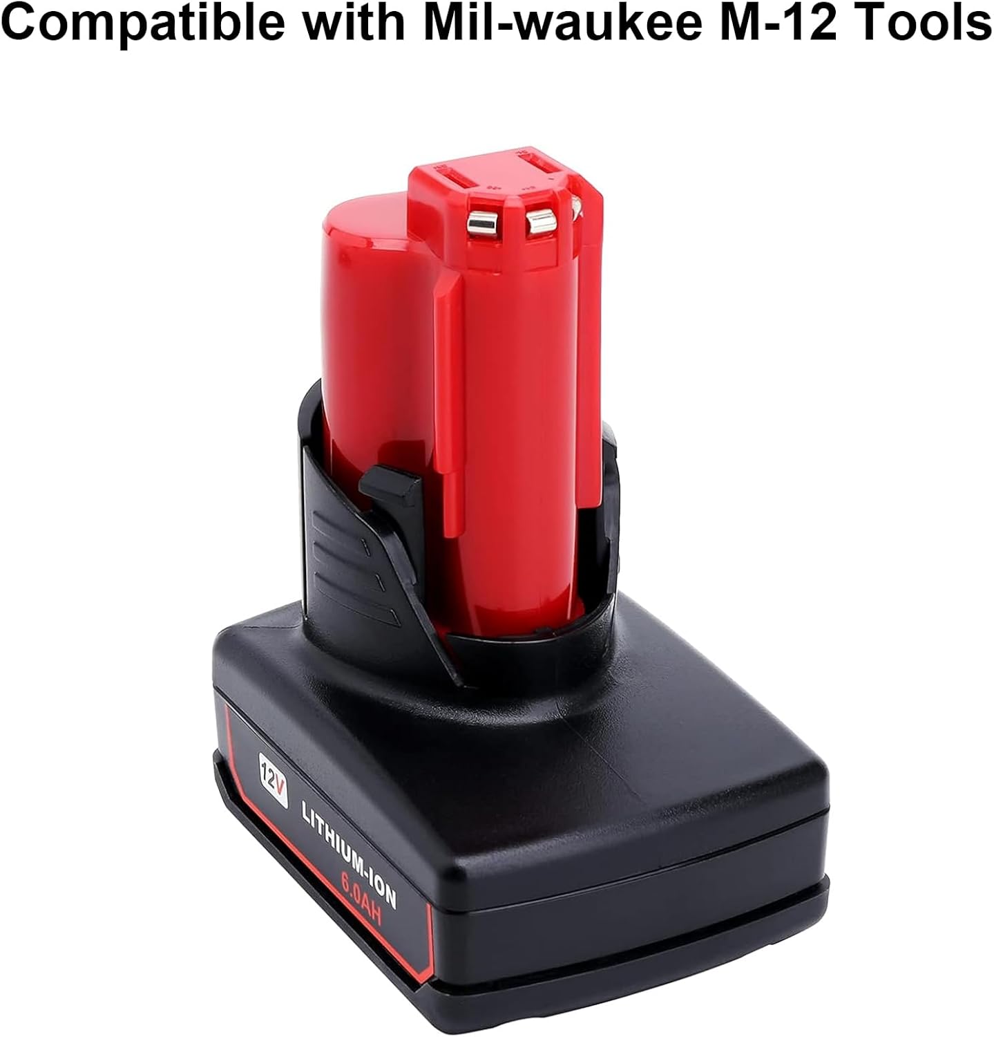 2-Pack 12V 6.0Ah M12 Battery Replacement for Milwaukee 12-Volt M12 Lithium XC 6.0Ah Extended Capacity Cordless Power Tools Battery 48-11-2460 48-11-2440 48-11-2402 48-11-2411