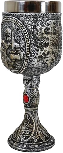 Miniatura 2 de Ebros Gift Escudo de armas, heráldica, medieval renacentista, traje de armadura con espada y escudo de copa de vino, decoración de cáliz de vino, 5