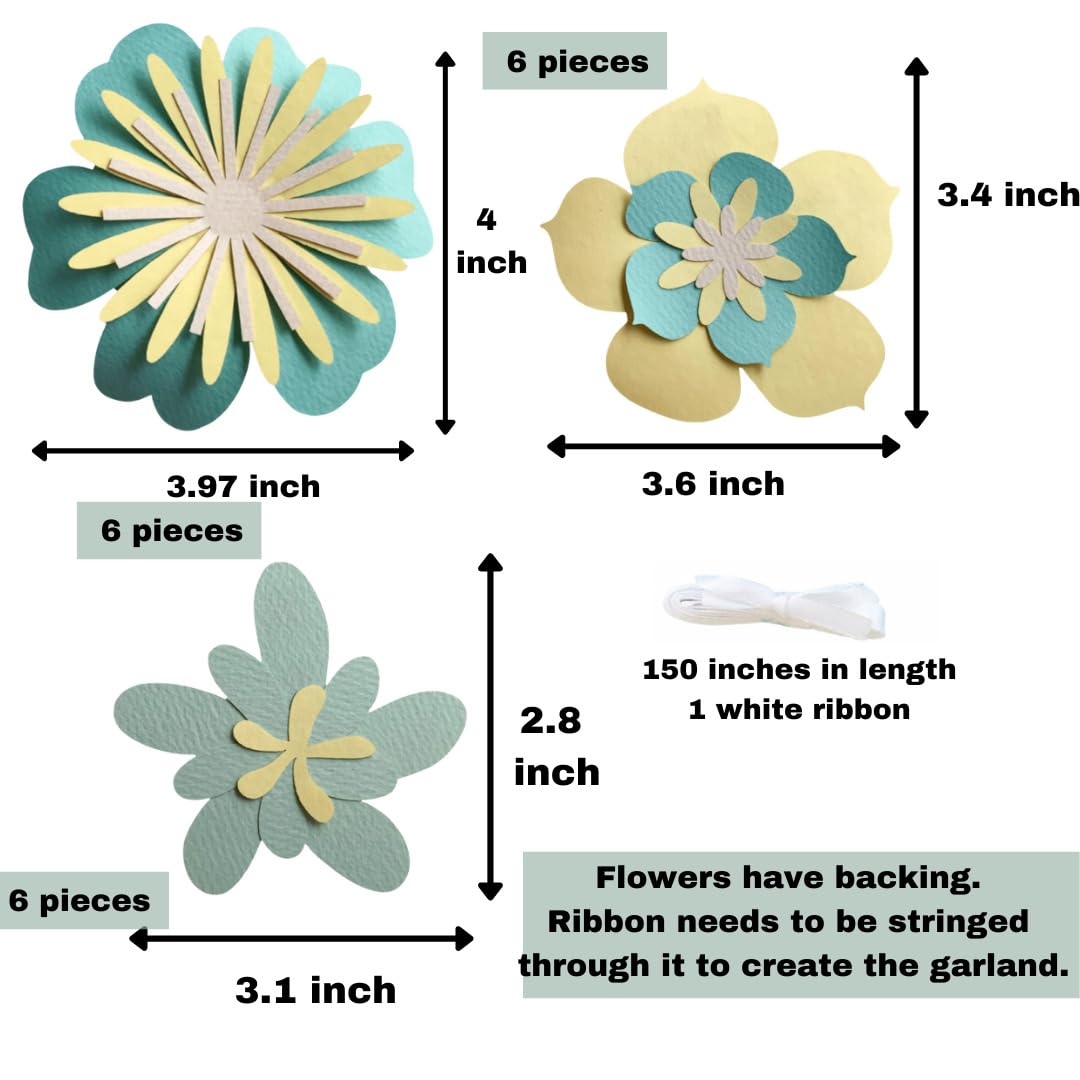 Pinfliers Summer, Flower Theme Birthday Decoration/Girls,Kids,Welcome Home,Baby Shower,Backdrop,Wall/Bunting Flags for Decorations,Banner,Streamers/Ugadi Decor Items/18 Pastel Paper Flowers/60 in