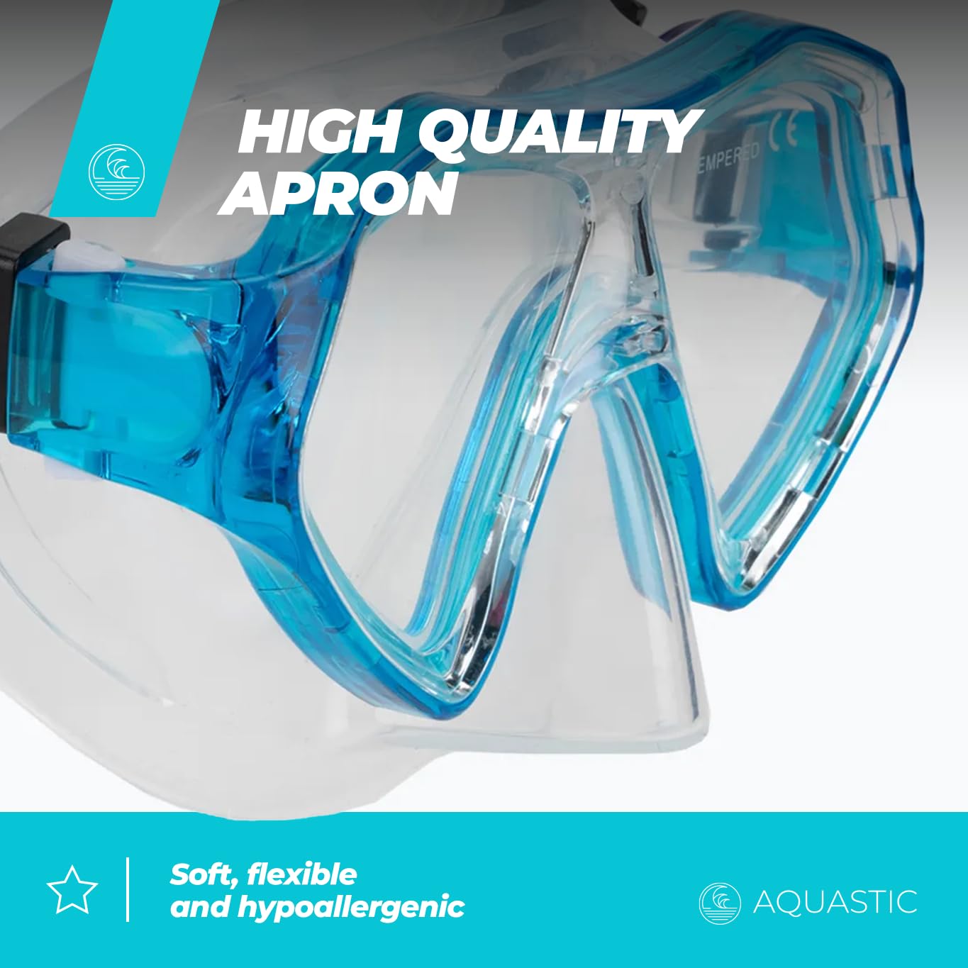 AQUASTIC Juego de esnórquel para niños Shelly 3 en 1, 33/38, máscara de esnórquel y Aletas, Color Azul Oscuro, máscara Ajustable, Boquilla hipoalergénica para mar y Vacaciones, Comodidad Impermeable
