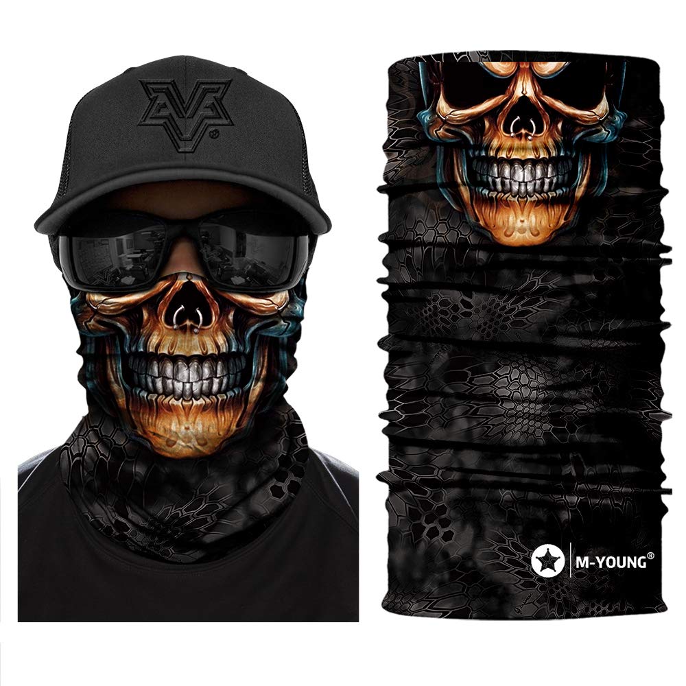 Skull Face Sun Mask Half,Bandanas,Neck Gaiter, Headwear, Headband for Fishing, Hunting,Yard Work