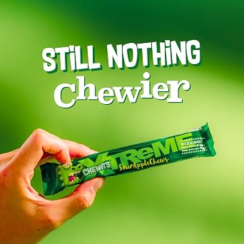 Chewits Xtreme Apple Sour Flavour Chewy Sweets 24 Sticks, Vegetarian