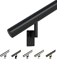 Vista 1 de Promenaid Kit de pasamanos empotrados de 4 pies, color negro, pasamanos completos para interiores y exteriores para escaleras, barandilla redonda