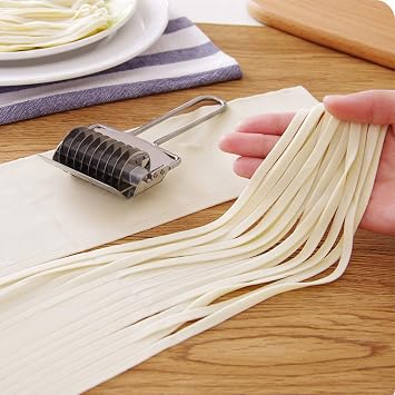 Pasta Maker Stainless Steel Noodle Lattice Roller Pastry Wheel Cutter Spaghetti Maker for Kitchen Cooking Tools (6.30 * 2.76 * 1.22inchs)