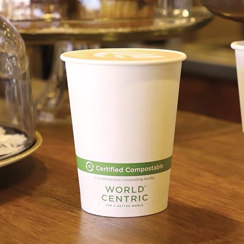 World Centric 's Paper - Taza caliente de café con forro de ácido poliláctico de 12 onzas (paquete de 200)