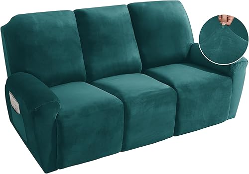 Vista 95 de MAXIJIN - Funda para sillón reclinable de terciopelo de 4 piezas, elástica, afelpada, gruesa y suave, con bolsillo lateral (camello)