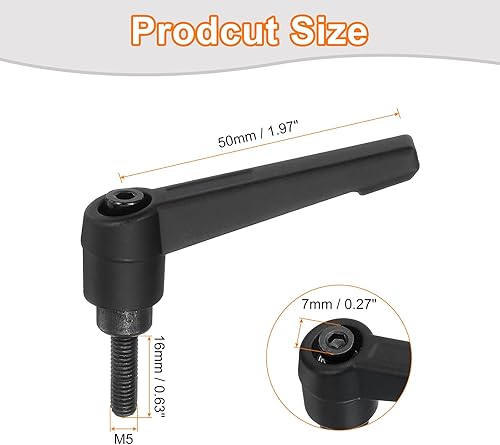 Miniatura 103 de uxcell 3 perillas ajustables M8 x 3.150 in, mango de rosca macho, botón de trinquete de liberación rápida, perno giratorio para maquinaria de torno