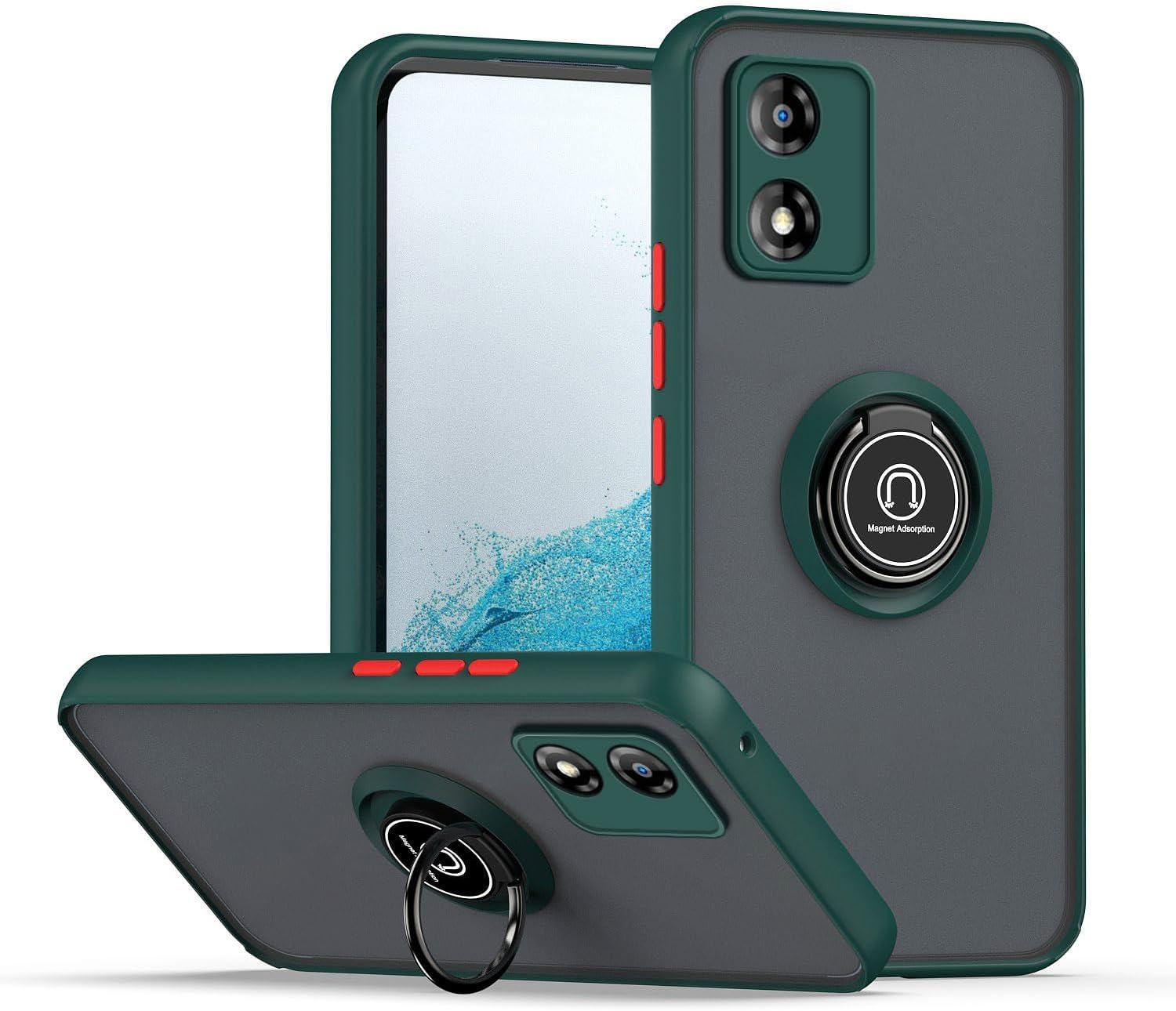 MuzzLG Velvet Case Shockproof Cover, Magnetic Ring Armour Phone Cover with [Kickstand], Frosted Matte Case, Lightweight With Military Grade Shock Absorption Case For LG Velvet 5G (Green)