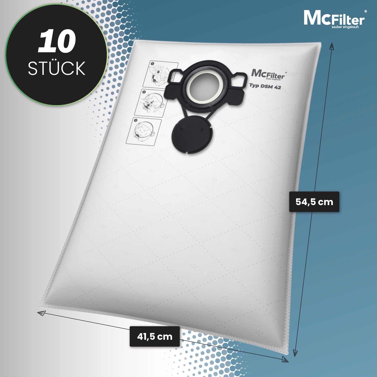 McFilter I 10 Staubsaugerbeutel kompatibel mit MAKITA VC2000L VC2010L VC2012L VC2511L VC2512L VC3011L VC3012L VC3511L I Vlies Beutel
