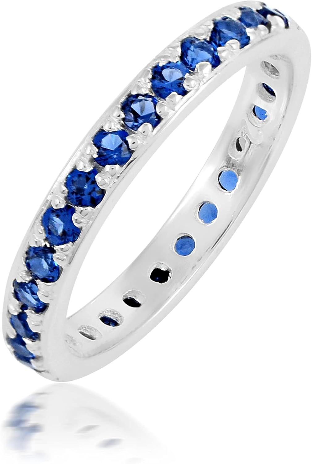 925 Sterling Silver Round Birthstone Eternity Statement Boho Promise Band Ring Jewelry Wedding Gift For Wome