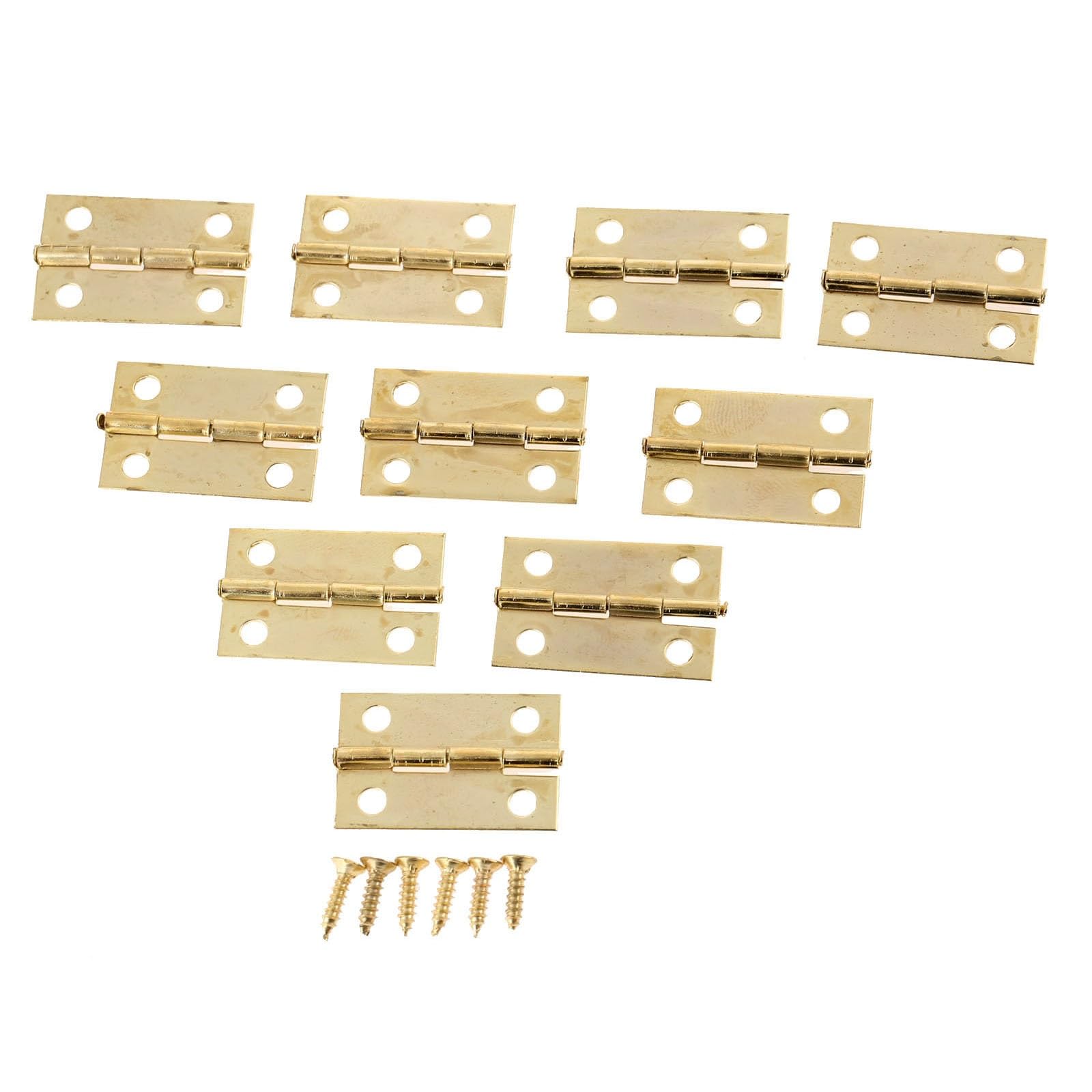 HKVTVCYPYA 50Pcs 24 * 16mm Antique Bronze/Gold Furniture Cabinet Drawer Door Butt Hinge with Screws Decorative for Jewelry Box(Gold)