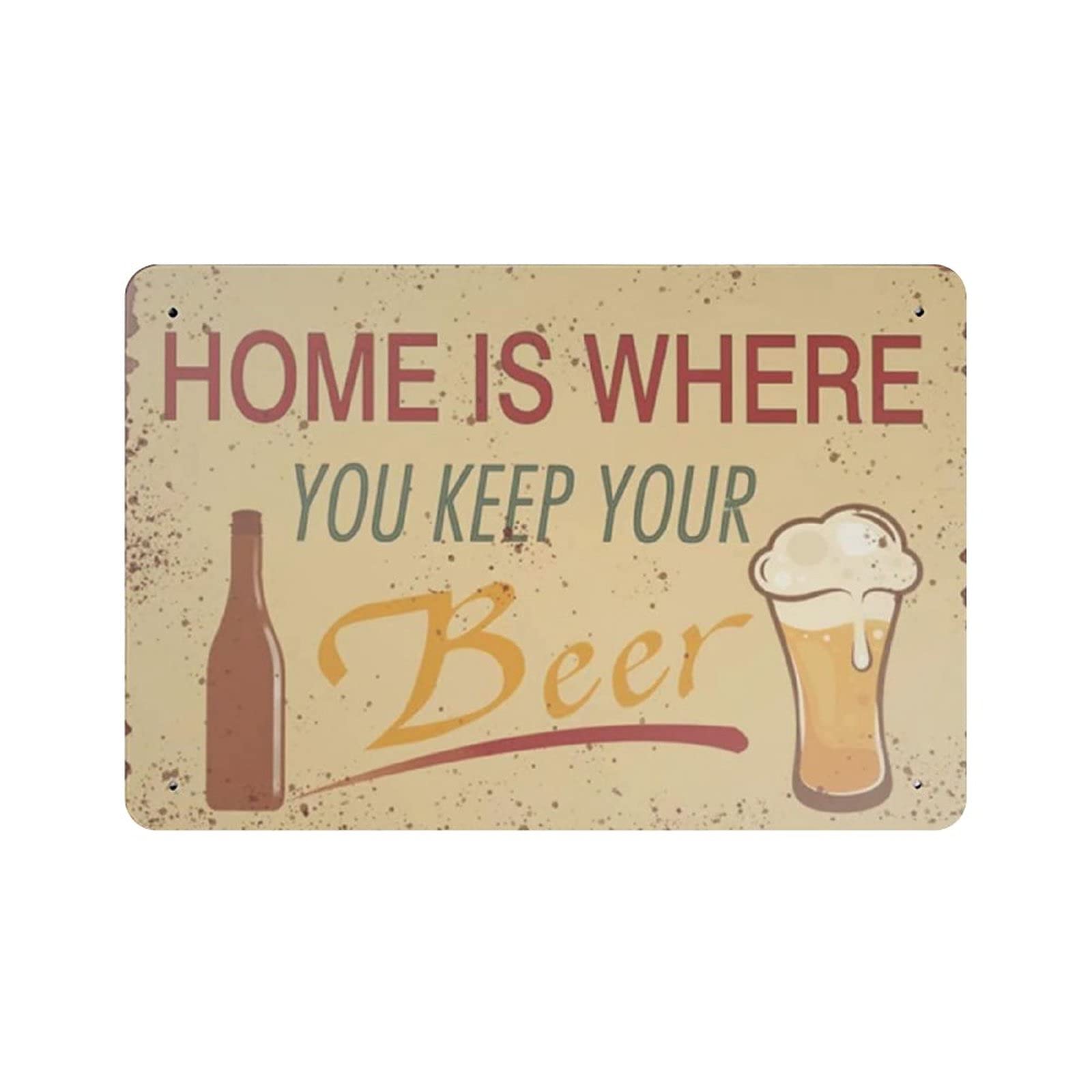 Metal Tin Sign Home Is Where You Keep Your Beer Vintage Tin Poster Metal Sign Wall Decoration Country Kitchen Home Garage Decor 8"x12"