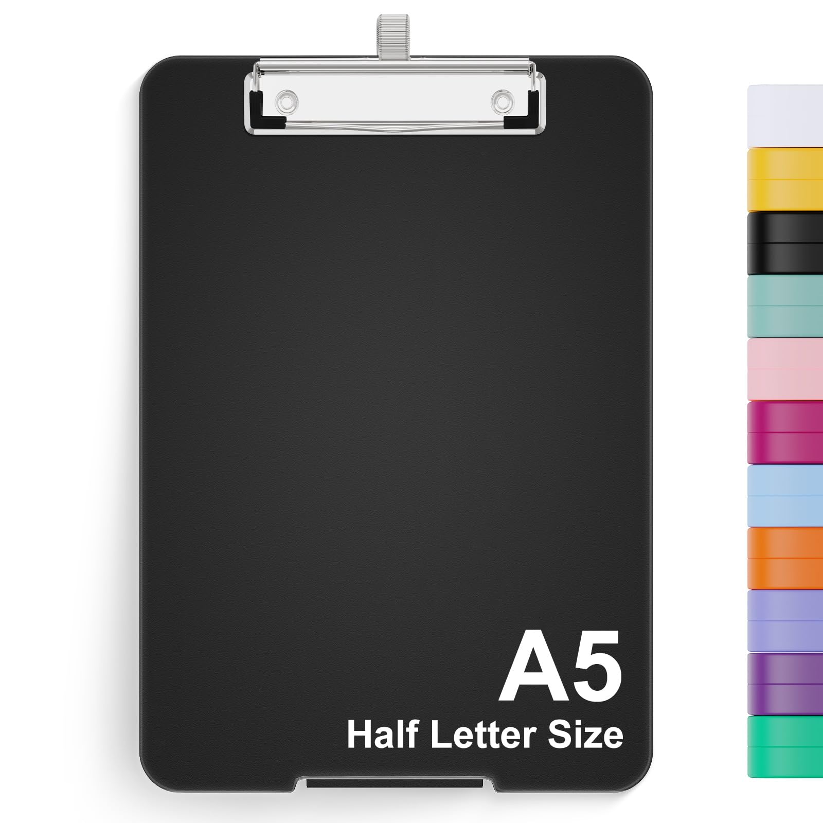Hongri A5 Clipboard with Storage 6 x 9 Inch Nursing Clipboard Foldable Storage Plastic Clipboard Foldable Office Supplies School Supplies Menu Clipboard for Work, Black Clipboard Box