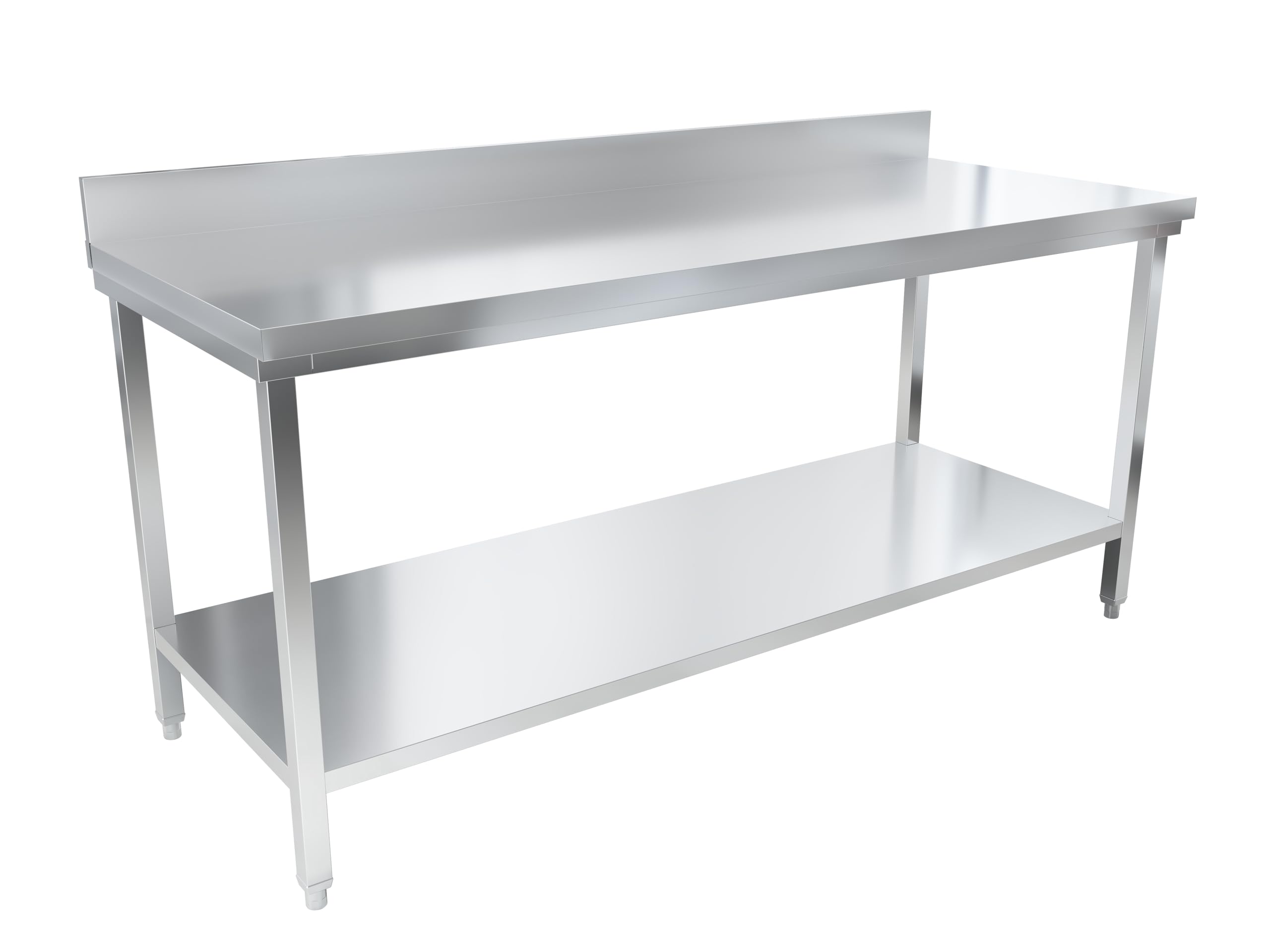 METRO Professional Tavolo da lavoro con alzatina GWTS4187B, acciaio inox, 180 x 70 x 85 cm, 2 ripiani, argento, ideale per ristoranti