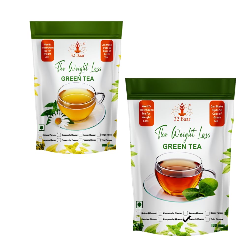 32 Baar Chamomile & Turmeric Flavoured Tea Combo | Herbal Infusion Green Tea Leaves | Relaxing & Refreshing | Perfect for Stress Relief & Immunity Boost | All-Natural Ingredients (B0D89P7VR9) Amazon Price History, Amazon Price Tracker