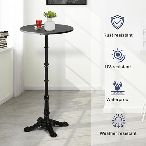 Miniatura 3 de Topower Mesa retro industrial de la barra del arrabio del negro de la altura del top 43,3" del metal redondo 23,6"