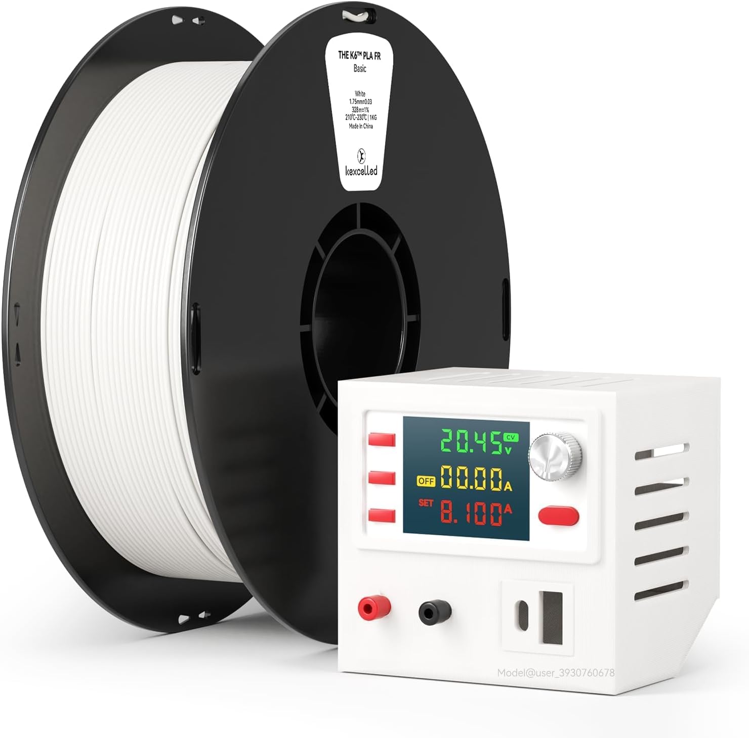 kexcelled Flame Retardant PLA Filament 1.75mm,White FR PLA 3D Printer Filament,UL94-V0 Grade Halogen-Free Fire Retardant Material,Dimensional Accuracy +/- 0.03mm,1kg Spool (2.2lbs)