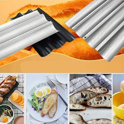 Miniatura 2 de UPKOCH Molde para hornear pan francés perforado antiadherente, para hornear, tostar, cocinar, panadero, moldeo, tostadora, ollas, bandeja de acero