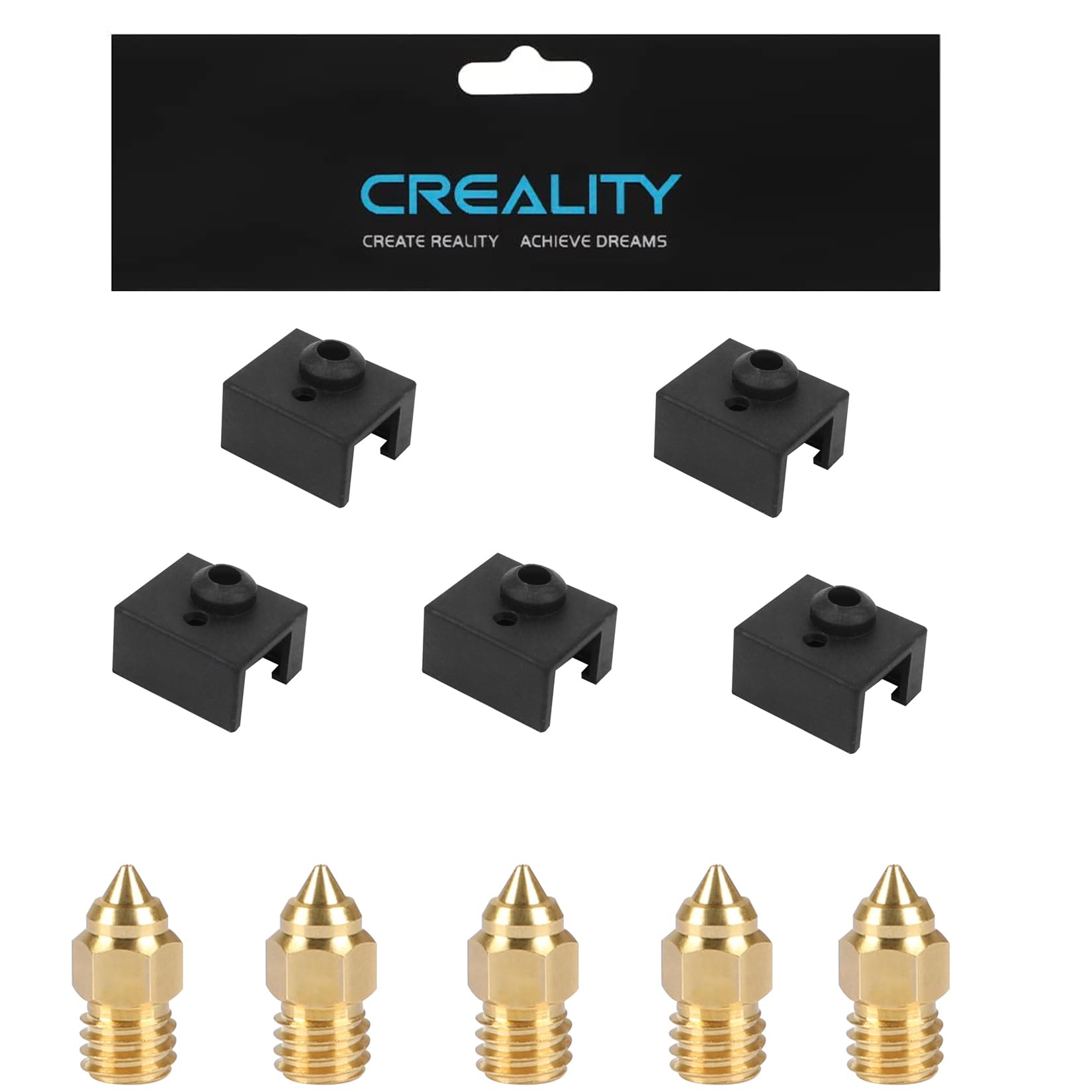 Creality 5PCS FDM 3D Printers Heater Block Silicone Socks and 5PCS 0.4mm Nozzles for Ender 3 S1, S1 Pro, S1 Plus, Cr-10 Smarts Pro, Sprite Extruder
