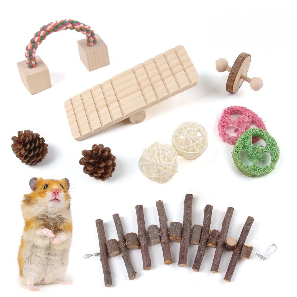 Kauspielzeug Für Hamster, Natürliches Zahnschleifspielzeug Aus Holz, Zahnschleifspielzeug Für Kleintiere & Beschäftigungsmaterial Für Käfige Von Ratten, Meerschweinchen, B