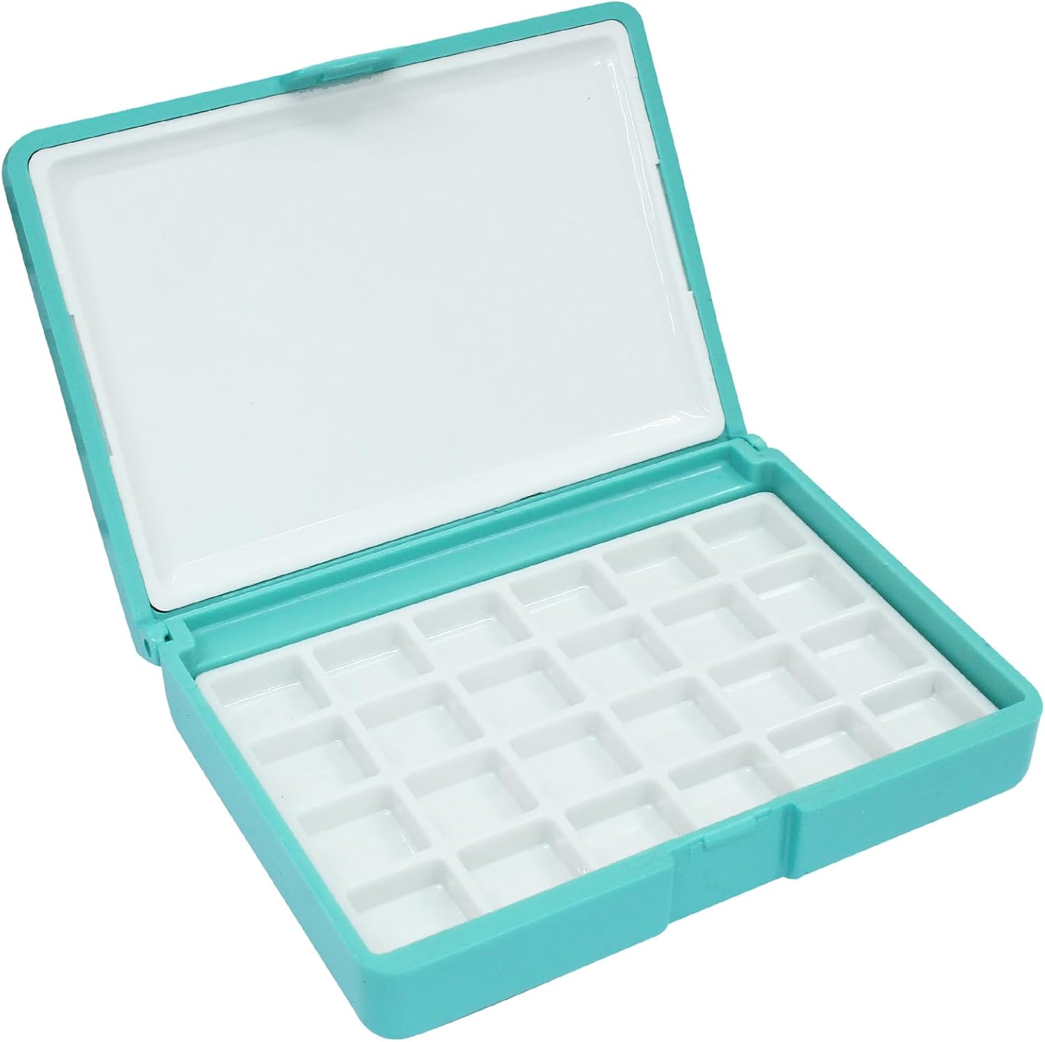 Piutouyar Portable Paint Palette Box, 12 Wells Watercolor Folding Palette Box with Lid for Watercolor(Blue)