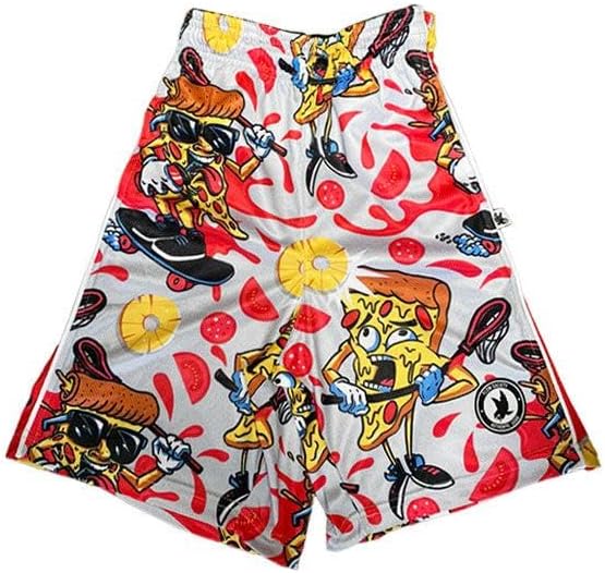 Flow Society Slice of Flow Pizza Boys Lacrosse Shorts | Boys LAX Shorts | Lacrosse Shorts for Boys | Kids Athletic Shorts