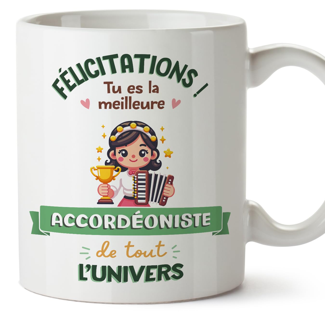 MUGFFINS Accordionist Woman Mug - in French - Meilleur Univers Trophée - Funny Gift for Colleagues - Ceramic 11oz Mug — image 1