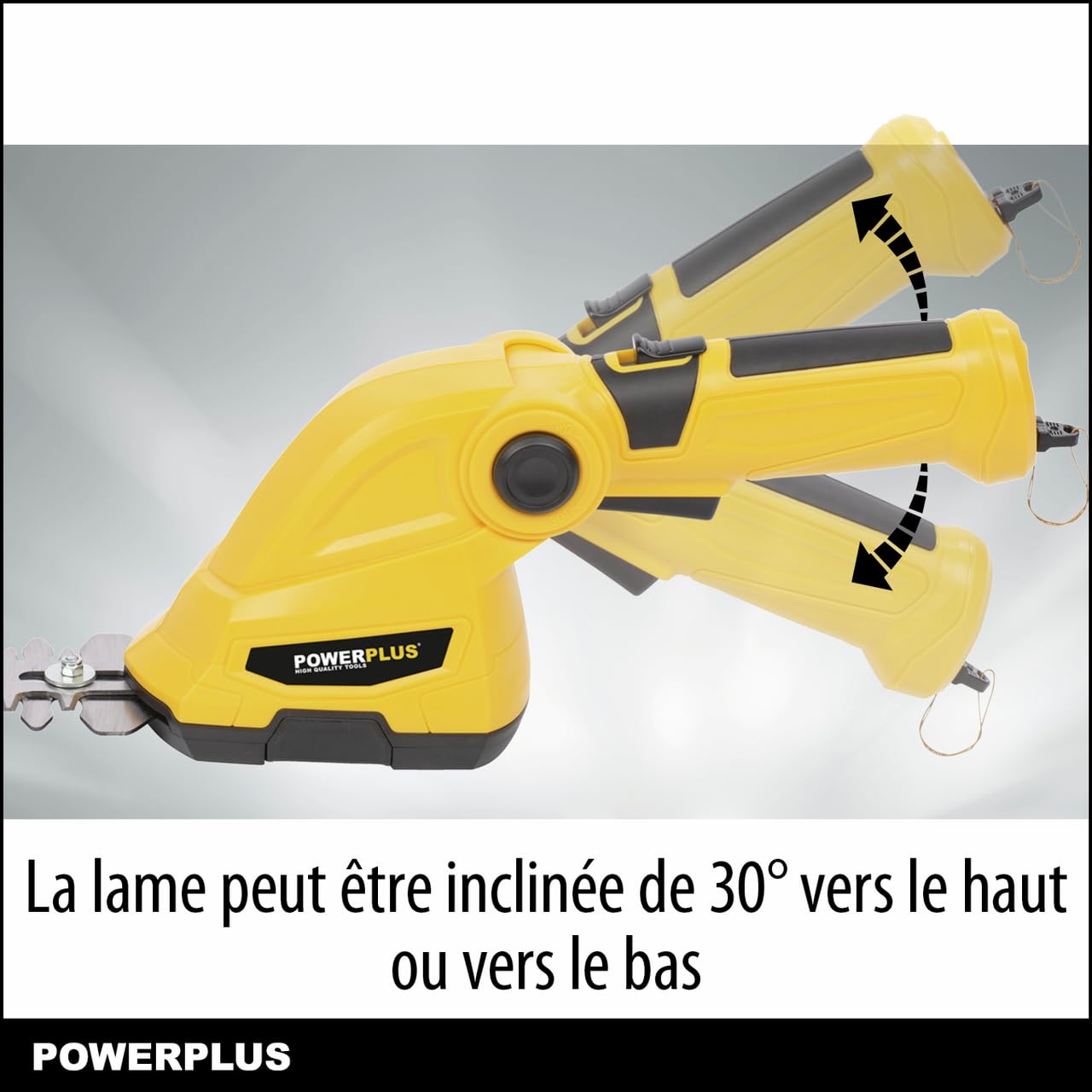 Powerplus Heckenschere POWXG2033 leichte Gartenschere elektrisch mit Li-Ionen Akku – 2 in 1 Garten Tool als Rasenschere, Trimmer und Strauchschere für Hecken, Sträucher & Pflanzen im Garten