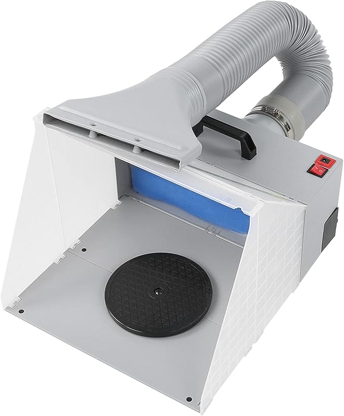 Airbrush Spray Booth with Turntable, Portable Foldable Paint Booth Exhaust Filter Extractor Set